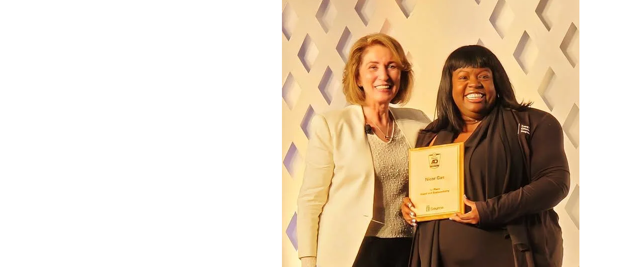 woman accepting award