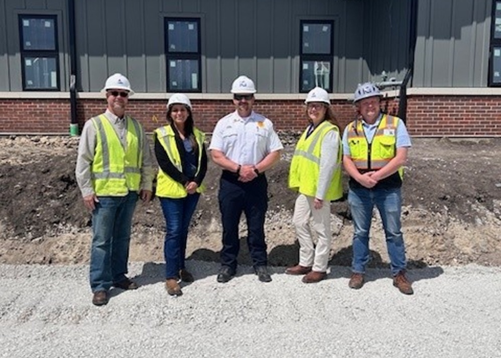 Left to right: Matt McKinney, Nicor Gas; Veronica Origel, Nicor Gas; Manhattan Fire Chief Steve Malone; Tamera Podschweit, Nicor Gas; and Chris Vanderslick, ICI Builds.