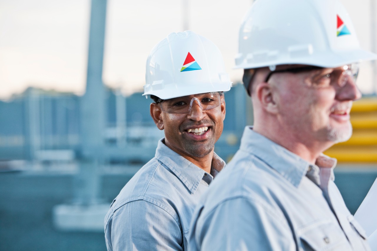 Employees in hard hats