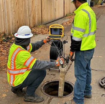 Inspection equipment is utilized to maneuver inside sewer mains and laterals.